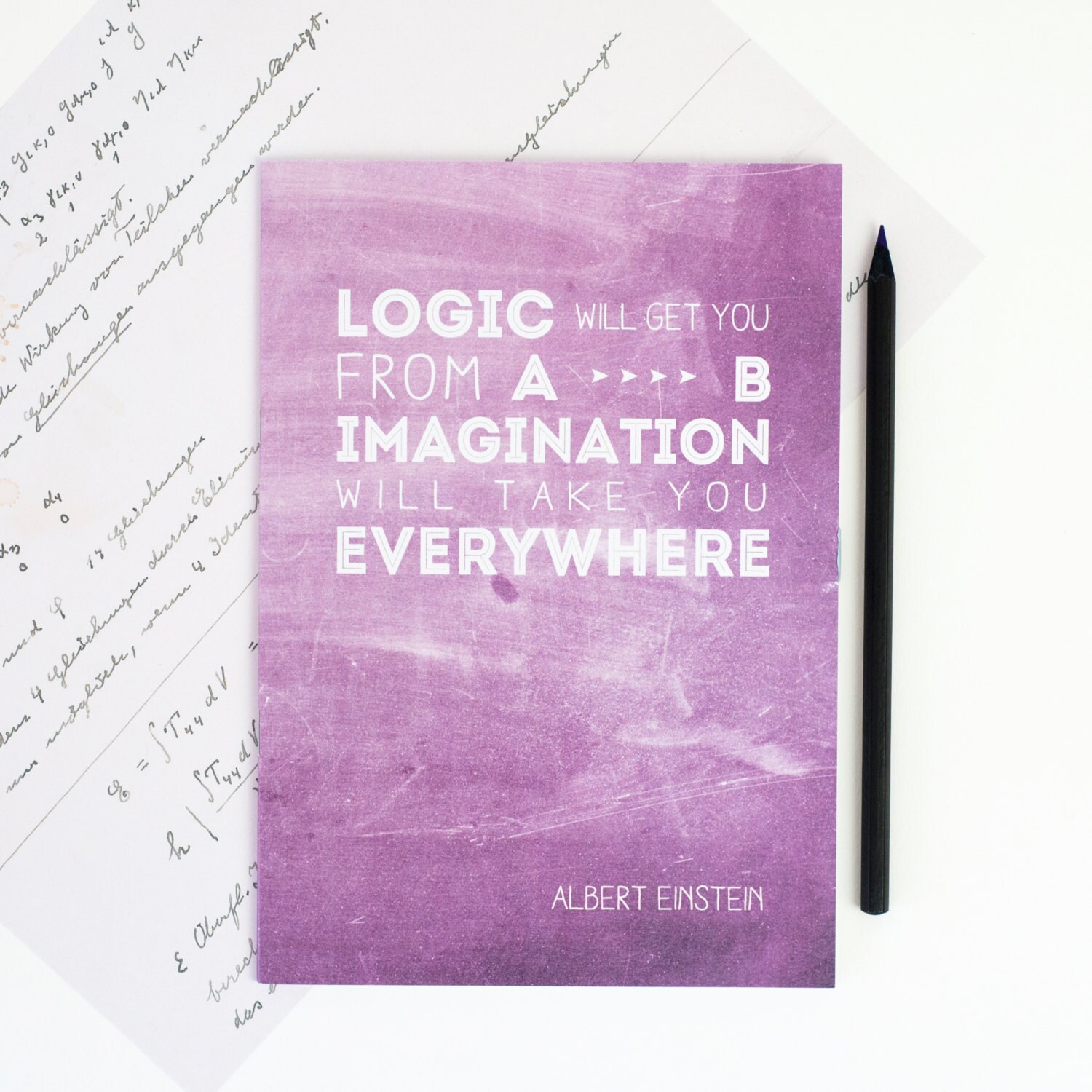 EINSTEIN QUOTE NOTEBOOK Inspirational Purple Note Book Famous