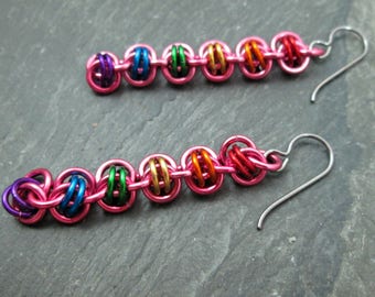 Chainmaille Earrings - Rainbow Earrings - Unicorn Earrings - Chainmail Jewelry - Rainbow Chainmaille - Chainmail Jewelry