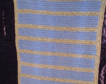 Hand Crocheted lap/knee blanket Grey/Blue Design