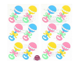 2 boards of 11 Baby Rattles stickers x 6 cm Frances Meyer scrapbooking