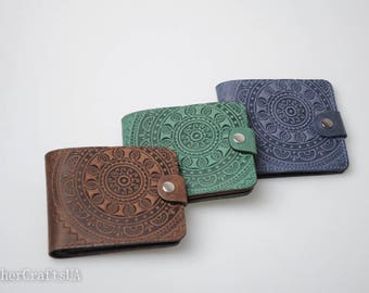 Soft leather wallet, ladies wallet, pocket wallet, leather billfold, embossed billfold, billfold wallet, small wallet women's, gift for her