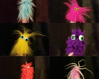Wacky silly colorful furry finger puppets