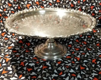 Vintage Sheridan Silver Plate Cake Pedestal Silverplate Tall Cake Stand