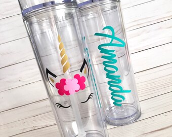 Unicorn Skinny Tumbler | Personalized Unicorn | Magical Unicorn | Unicorn Cup | Birthday | Princess | Unicorn Gift | Girl Gift | Bridesmaid
