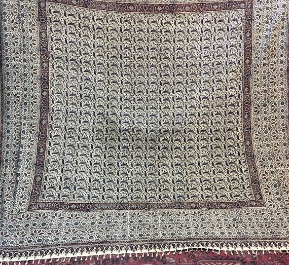 Stunning extra large 120" inches square hand block printed tapestry , tablecloth , bedspread , wall decor