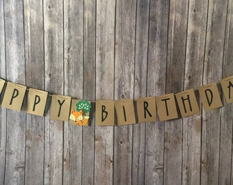 Woodland theme Banner, Woodland Birthday, Woodland Babyshower, Forest Animals