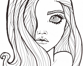 Digital StampJewel Bloom grayscale Adult coloring page elf