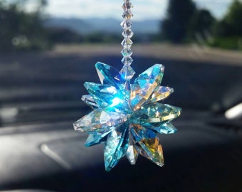crystal car charm, crystal suncatcher, suncatcher for car, mirror decoration, rear view mirror charm, car decoration, car charm, sun catcher