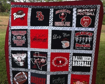 T-shirt Quilt Custom Made - Memory Quilt Made from 9 - 49 t shirts