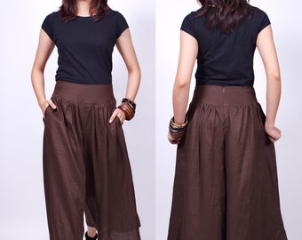 Sun Rises - Brown - Linen Skirt Pant - idea2love