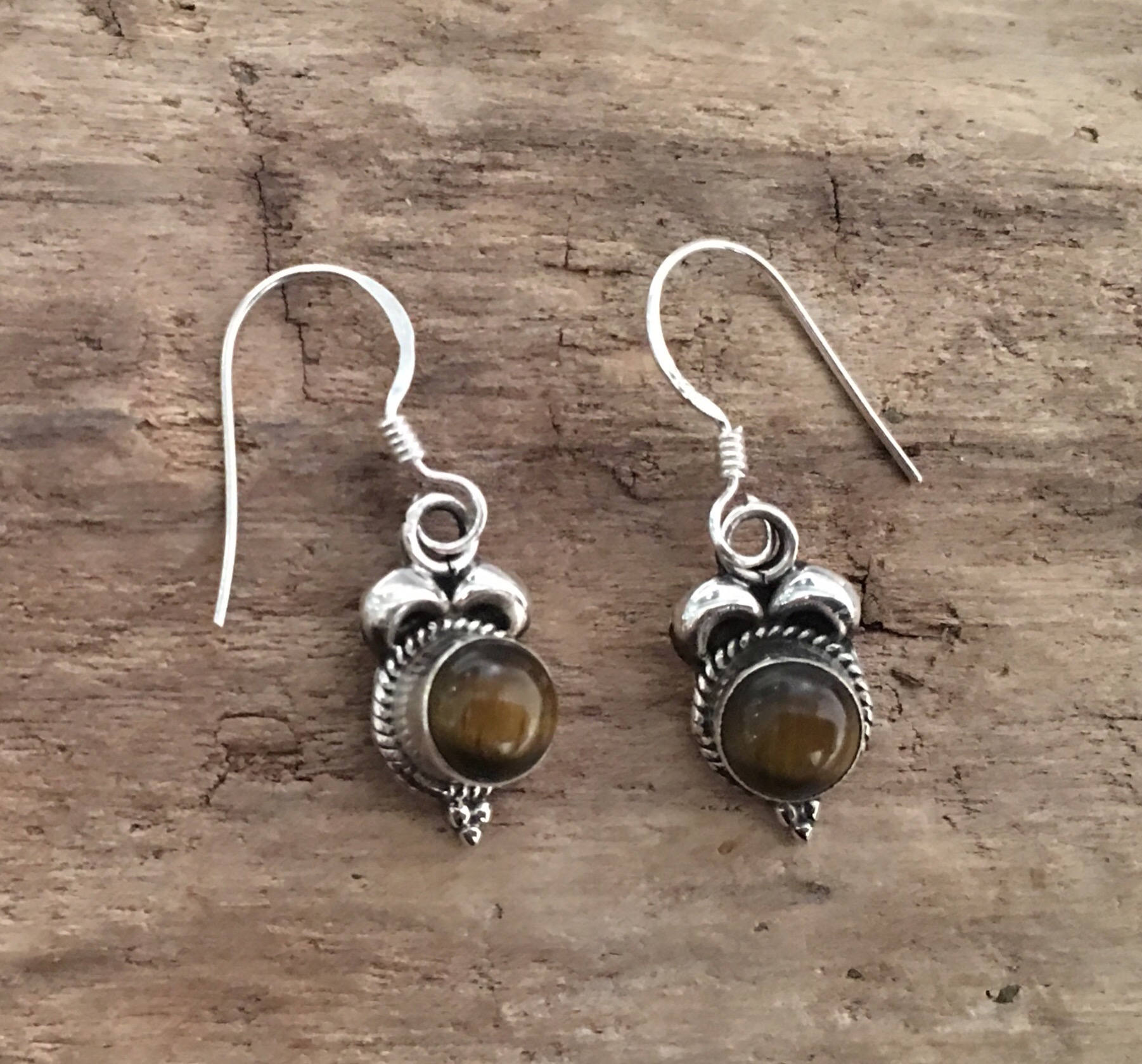 Vintage Tiger's Eye Earrings...Sterling Silver