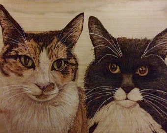 Wooden Pyrography Pet Portraits
