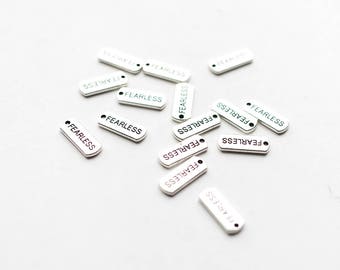 50 Fearless Charms - Antique Silver - 21x8mm - Ships IMMEDIATELY from California - SC1435a