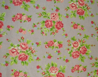 Rose Florals on Pink Fabric