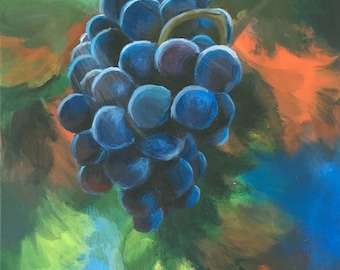 Grapes in Autumn by Lenka Zuckova - original acrylic painting on canvas