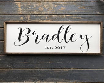 Family Name Sign. Last Name Sign. Wood Family Sign. Wedding Gift. Established sign. Wood Framed Sign. Farmhouse Sign.
