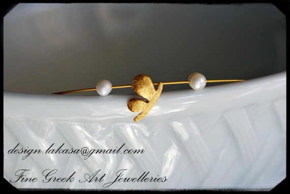Butterfly Necklace Sterling Silver Gold plated Handmade Jewelry with Freshwater Pearls Fine Greek Art Hope Love Luck for ever friends Woman