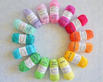 15 balls Cotton Yarn Rainbow Colours, Granny Kit Yarn Ready to ship by CrochetObjet