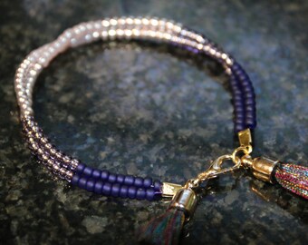 Friedship Bracelet, Beaded Bracelet, Purple Beads Layering Bracelet