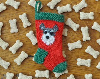 Schnauzer Hand-Knit Christmas Stocking Ornament