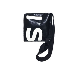 Shoulder bag hip bag truck tarpaulin black & white tarpaulin bag