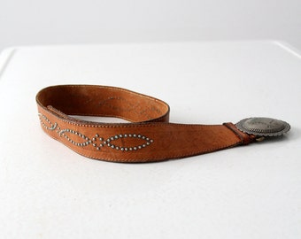 1950s studded leather belt, small western belt