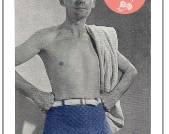 1950s Man's Swim Trunks Vintage Knitting Pattern – PDF Instant Download