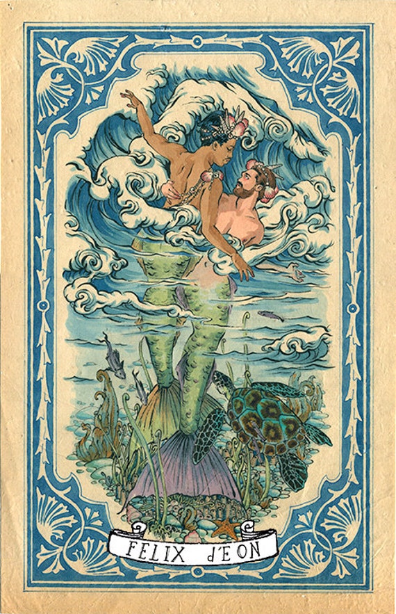 The Sea Princes Signed Gay Art Male Merman Nude Fine Art Print