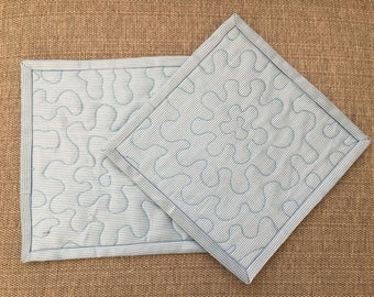 Quilted Pot holders , Potholders,pot holders, Fabric Pot holders, Contemporary Potholders ,8 x 8 inch, blue, Christmas gift
