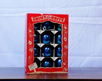Blue Shiny Brite Ornaments - box of 12!