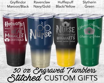 Nurse Harry Potter inspired Travel mug, Hufflepuff, ravenclaw, Slytherin 30oz tumbler Heal Muggles, Madam Pomfrey