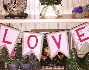 Valentine Decor/LOVE Bunting/Heart Decor/Heart Bunting/Mantel Decor