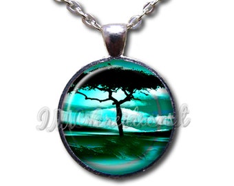 Tree at Dawn - Round Glass Dome Pendant or with Necklace by IMCreations - NT107