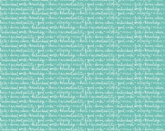 Heart and Soul - C6702-Aqua Heart Values Aqua by Deena Rutter for Riley Blake Designs