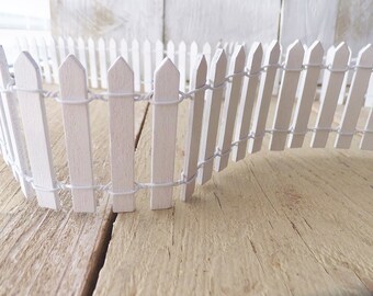 Fairy Garden Fence 36" ~ Summer Fairy Garden ~ Putz Village ~ White Picket ~ Fall & Christmas Craft Supply