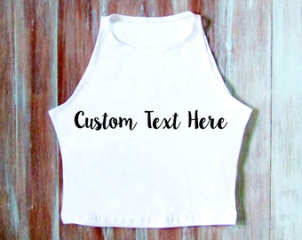 Custom Embroidered Crop Top-Personalized Crop Top-Custom Yoga Top-Custom Clothing-Custom Top