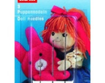 3 doll needles, Prym, 7cm, 9cm, 13cm, metal, silver, 131140