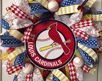 Cardinal Wreath, Summer Wreath, Deco mesh wreath, Deco mesh wreaths, Sports wreath, Door Wreaths, Baseball Wreath, Door Reef, Door Reefs,