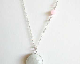 Moonstone and rose quartz necklace