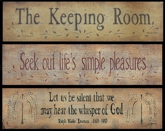 Rustic Distressed Primitive Folk Art prints by Donna Atkins, you choose the one you want