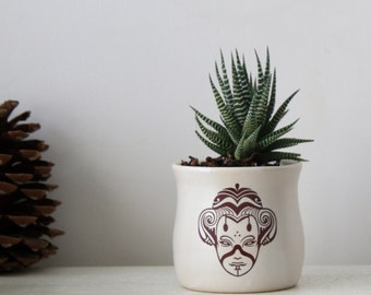 White ceramic planter, Succulent planter, Japanese ceramic cup, Ceramic plant pot, Home decor, Hand decorated, Ceramic Pots