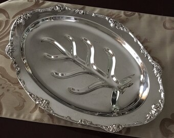 WS Blackington Silverplate Footed Tray with Tree of Life Well WS Blackington Apple Blossom Tray