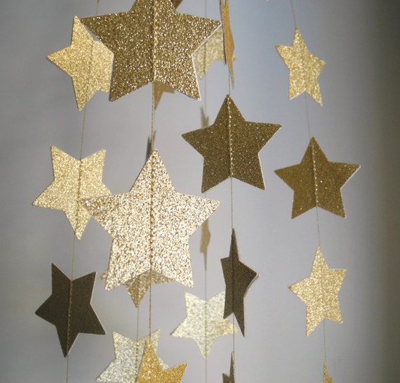 Gold Glitter Star Garland Glitter Wedding decoration Gold
