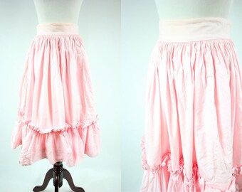 1950's Pink Cotton High-waisted Full Ruffle Skirt