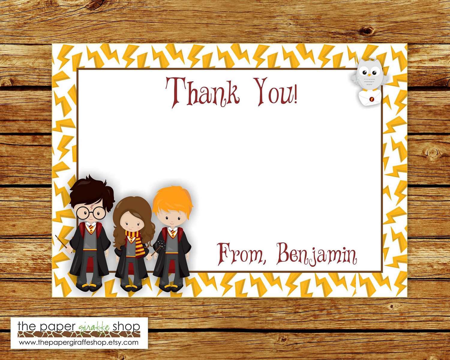 Harry Potter Thank You Card Harry Potter Party Wizards