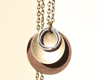 Boho Pendant Necklace Mixed Metal Necklace Pendant Boho Necklace Bohemian Necklace Copper Necklace Pendant Boho Jewelry Bohemian Jewelry