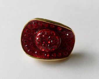 Rhinestone Cowboy Hat Pin Red Tie Tack Rhinestone Cowgirl Pin Red Lapel Pin Rhinestone Tie Tack Cowgirl Hat Rhinestone Lapel Pin Vintage
