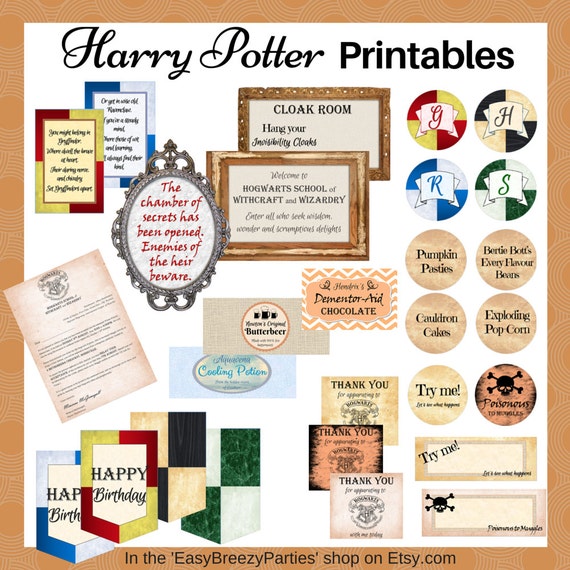 Harry Potter Digital Party Printable Pack Invitation Image