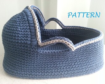 Crochet Pattern Baby Moses Basket Baby crochet pattern Crochet baby basket Crochet baby bassinet pattern PDF pattern Babyshower gift basket