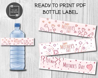 3 Designs Mother’s day bottle label DIY Handdrawn sketches Design Water Bottle Labels Mother’s Day Water Bottle Labels Ready to print PDF